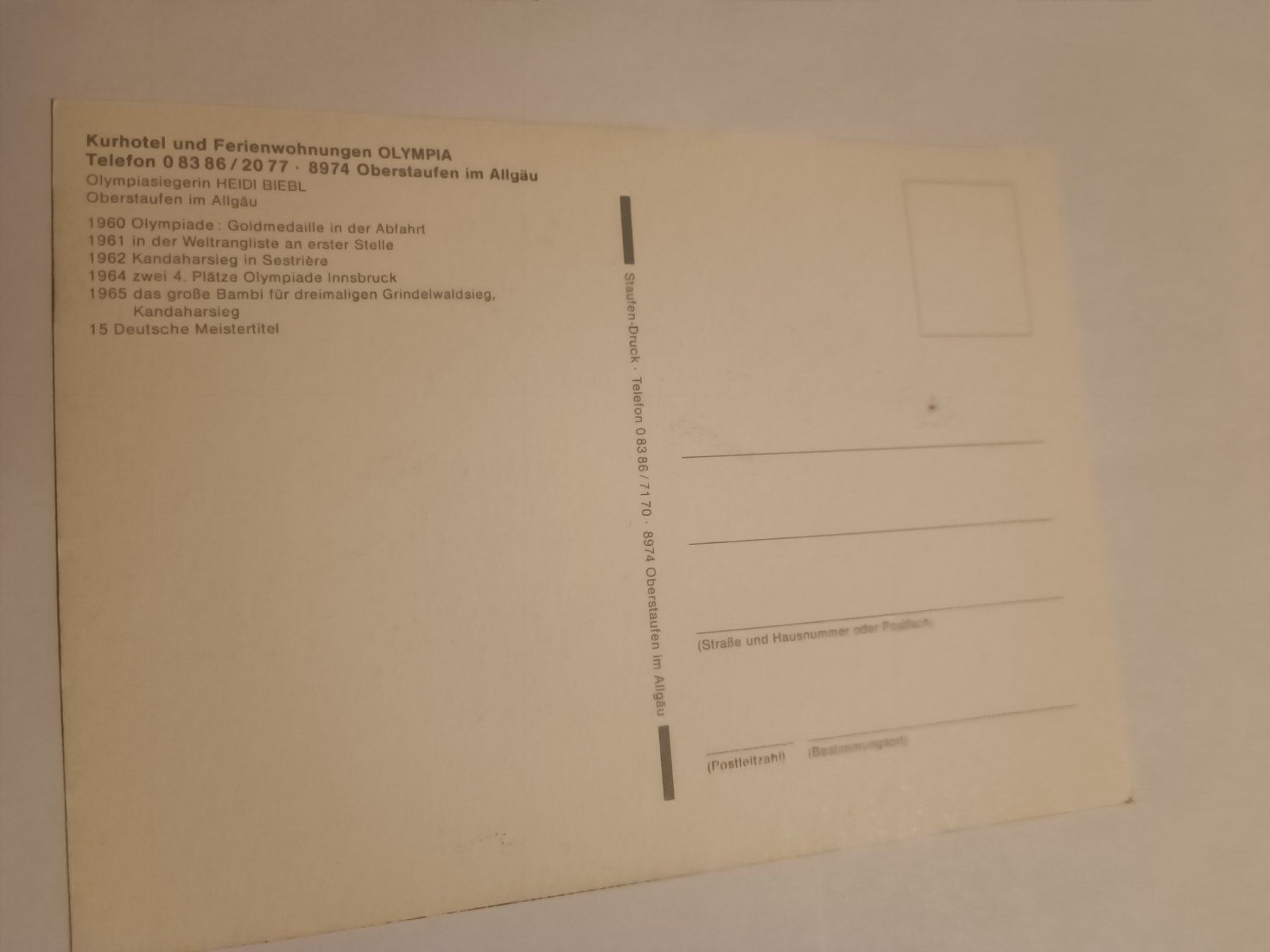 Autografi: Heidi Biebl  - handsigniert – Usato da Menziken venduto da Artographs 1