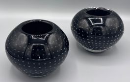 Paar Glas Vasen Bullicante Murano Stil schwarz Luftblasen