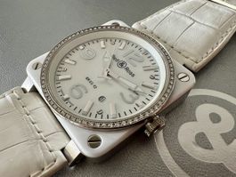 BELL & ROSS BR 03 white ceramic & diamonds, 2012, OVP6900.-