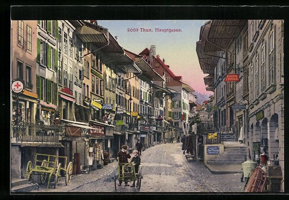 Cartoline postali: AK Thun, Geschäfte an der Hauptgasse – Usato da Berlin venduto da bartko-reher