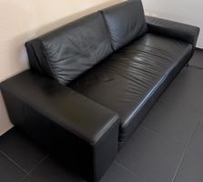 Ledersofa schwarz 3-Sitzer guter Zustand