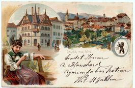 Gruss aus WIL Frau in Tracht