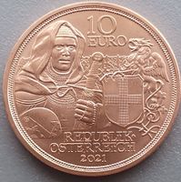 OESTERREICH - 10 EURO - 2021 -  BRUEDERLICHKEIT - IM KARTON