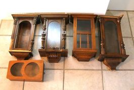 5 leere Uhrenkästen / Uhrengehäuse aus Holz