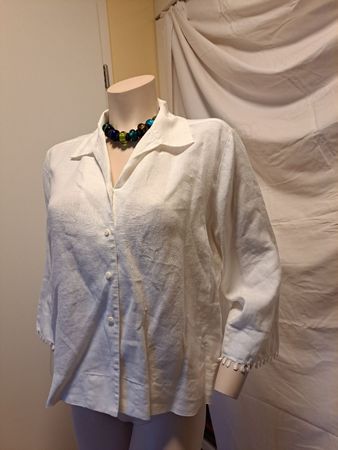 Leinenbluse weiss, 3/4 Arm, Relativity design XL