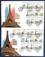 1989 / 2 FDC 100 Jahre Eiffelturm Grossbriefe Div.Varianten