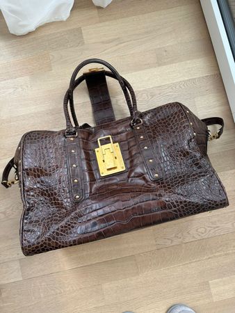 Artioli-Reisetasche aus braunem Krokodilleder, in gutem Zust