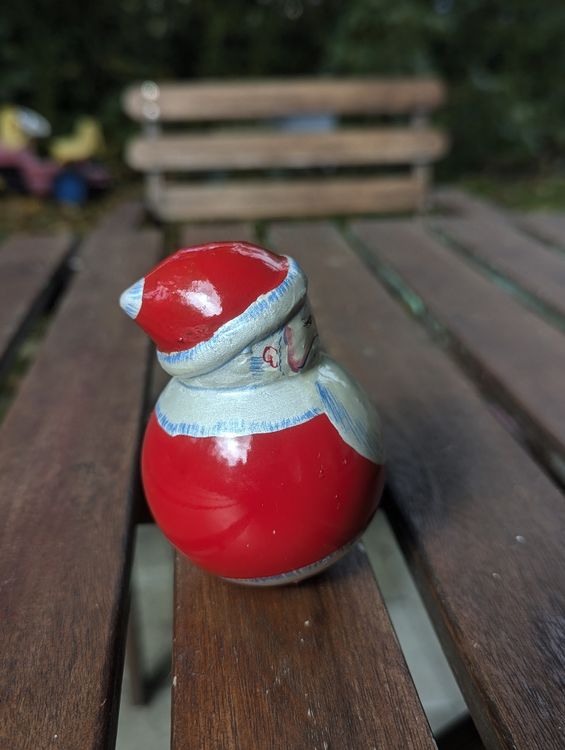 Vintage Roly Poly Tin Santa ringing inside. Alt Weihnachten (Gebraucht ...