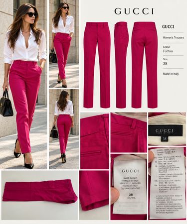 Gucci Damen Hose fuchsia Grösse 38 Wolle Seide