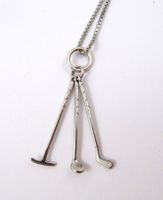 Vintage Halskette mit drei Miniatur Golf Schläger aus Silber