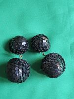 Vintage originale 60er Pailletten schwarze Ohrclips