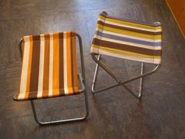 2 Vintage Camping-Klappstühle 70er | Retro Streifen