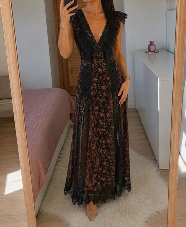 Wunderschön Maxikleid mit Spitze, Grösse XS, ideal Sommer!