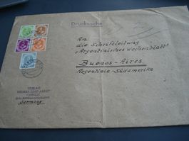 Brief Deutschland-Argentinien, um 1952, bunte Posthornfranka