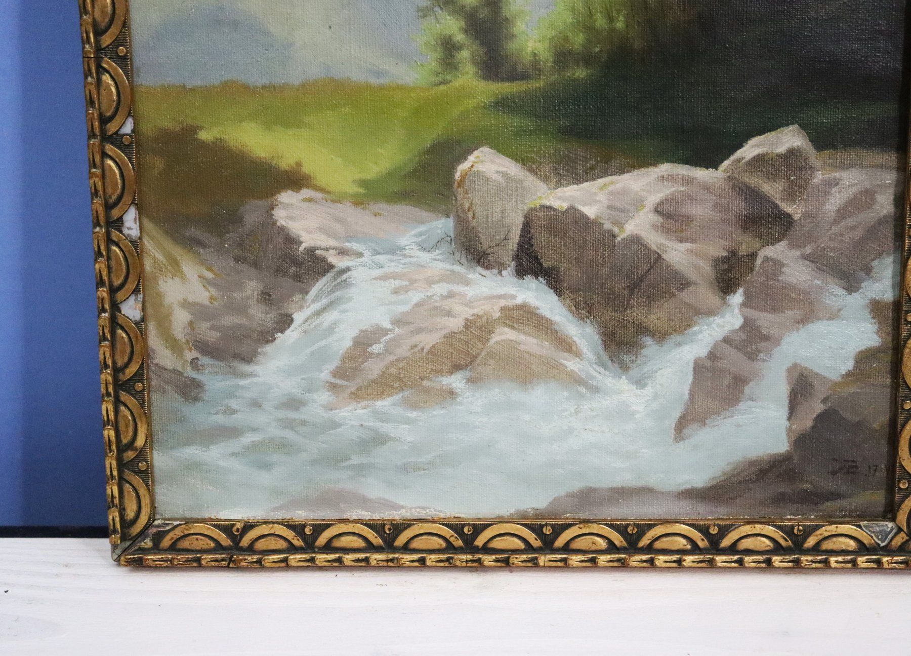Tableaux: Wildbach, Oel auf Karton, rechts unleserlich monogrammiert – Neuf (Voir description) à Zug par Kunst-Fundgrube 6