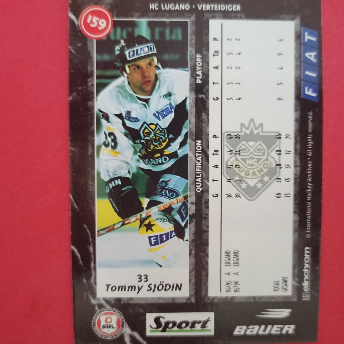 Carte collezionabili: Tommy Sjödin - HC LUGANO - 1996/97 – Usato da Dübendorf venduto da kb86_MOVIE 1