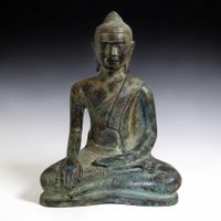 Alte Bronze Buddha Figur Nordthailand Siddharta Gautama