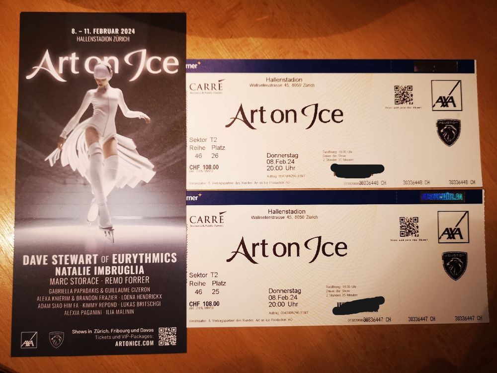 2 Tickets ART ON ICE 08.02.2025 Zürich (Premiere) Acheter sur Ricardo