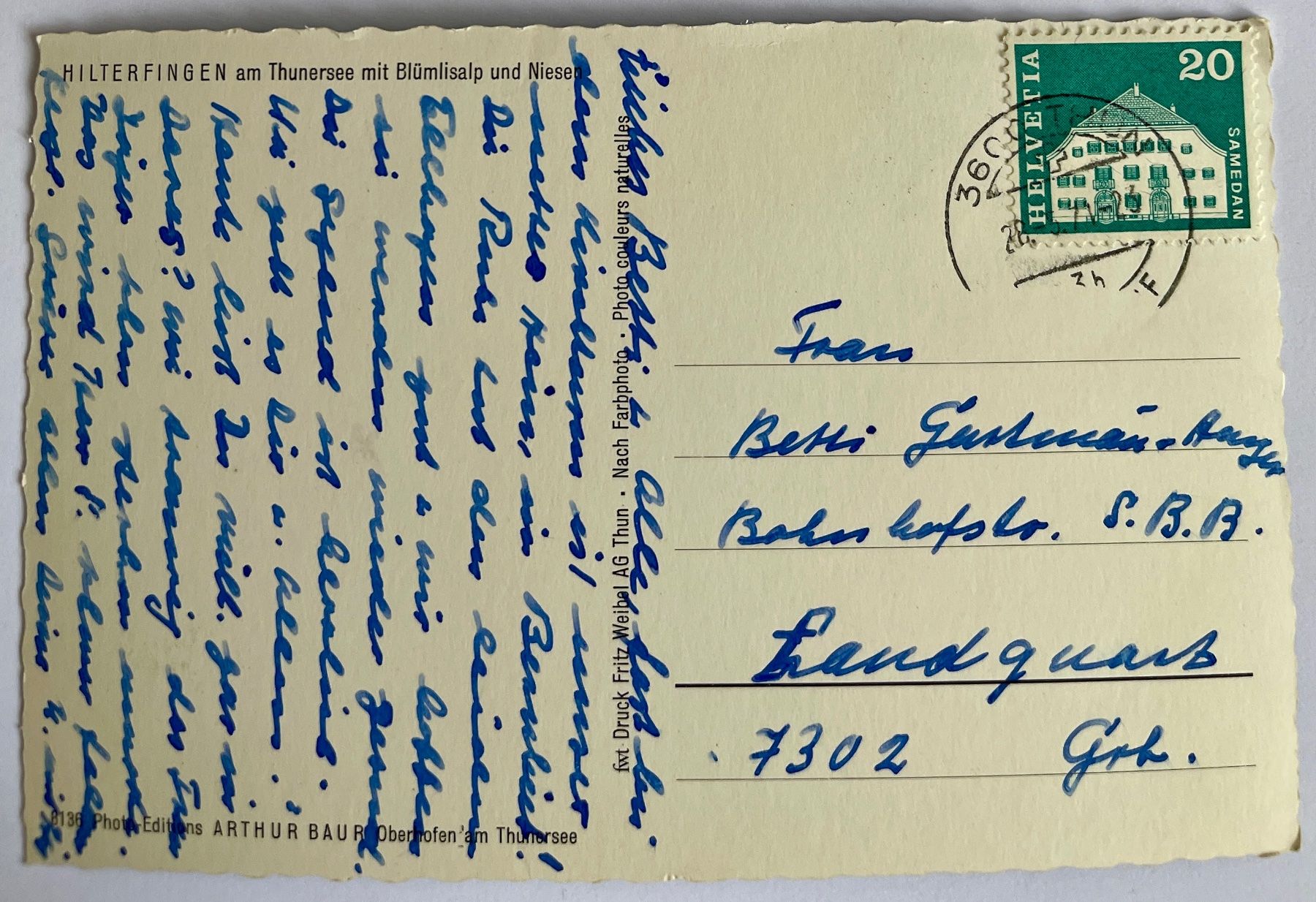 Cartoline postali: HILTERFINGEN - Niesen 1971 – Usato da Lutry venduto da Ediego 1