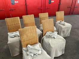 Lot de 6 chaises en rotin avec coussins et protections