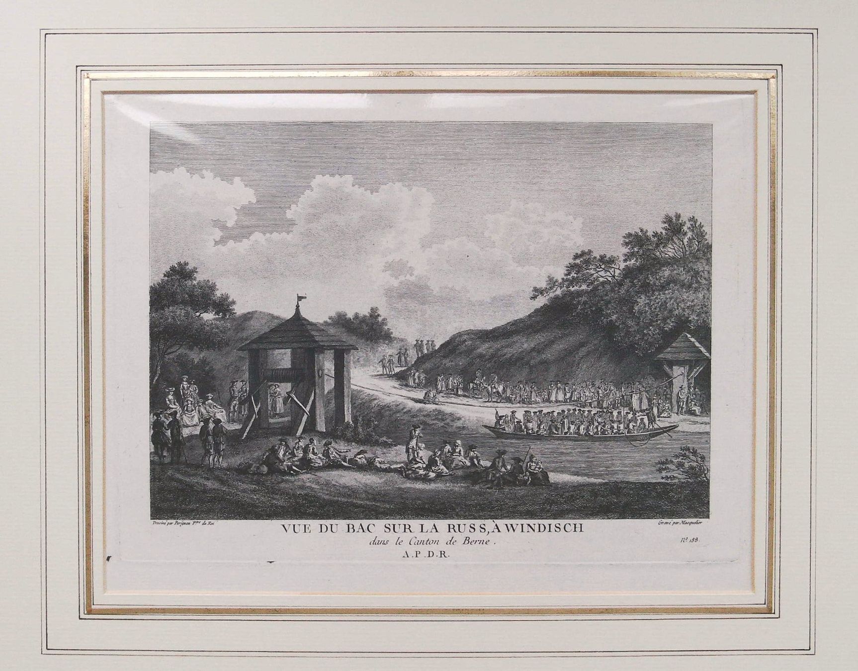 Incisioni: Windisch Fähre Originalkupferstich 1780 – Usato da Rafz venduto da Helvet32