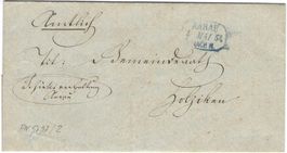 Faltbrief Aarau - Holziken,Kölliken 1854