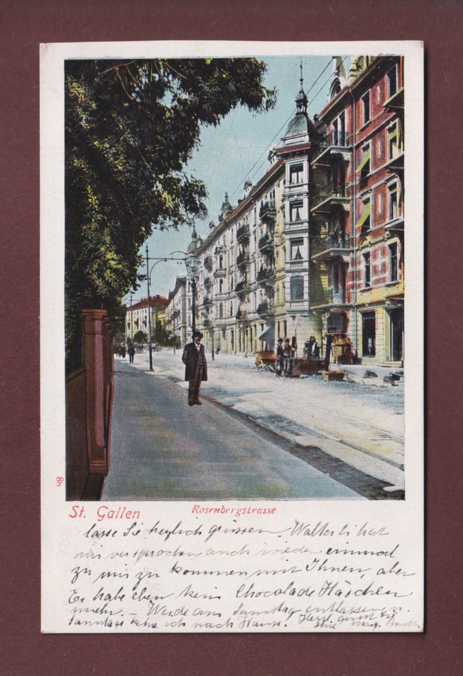 Cartoline postali: ST. GALLEN - Rosenbergstrasse - 1909 – Usato da Pully venduto da nicecards