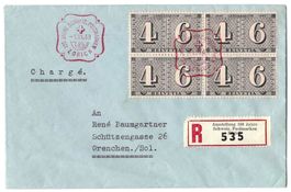 1943 Brief 4er-Block 100 Jahre Postmarken mit Sonderstempel