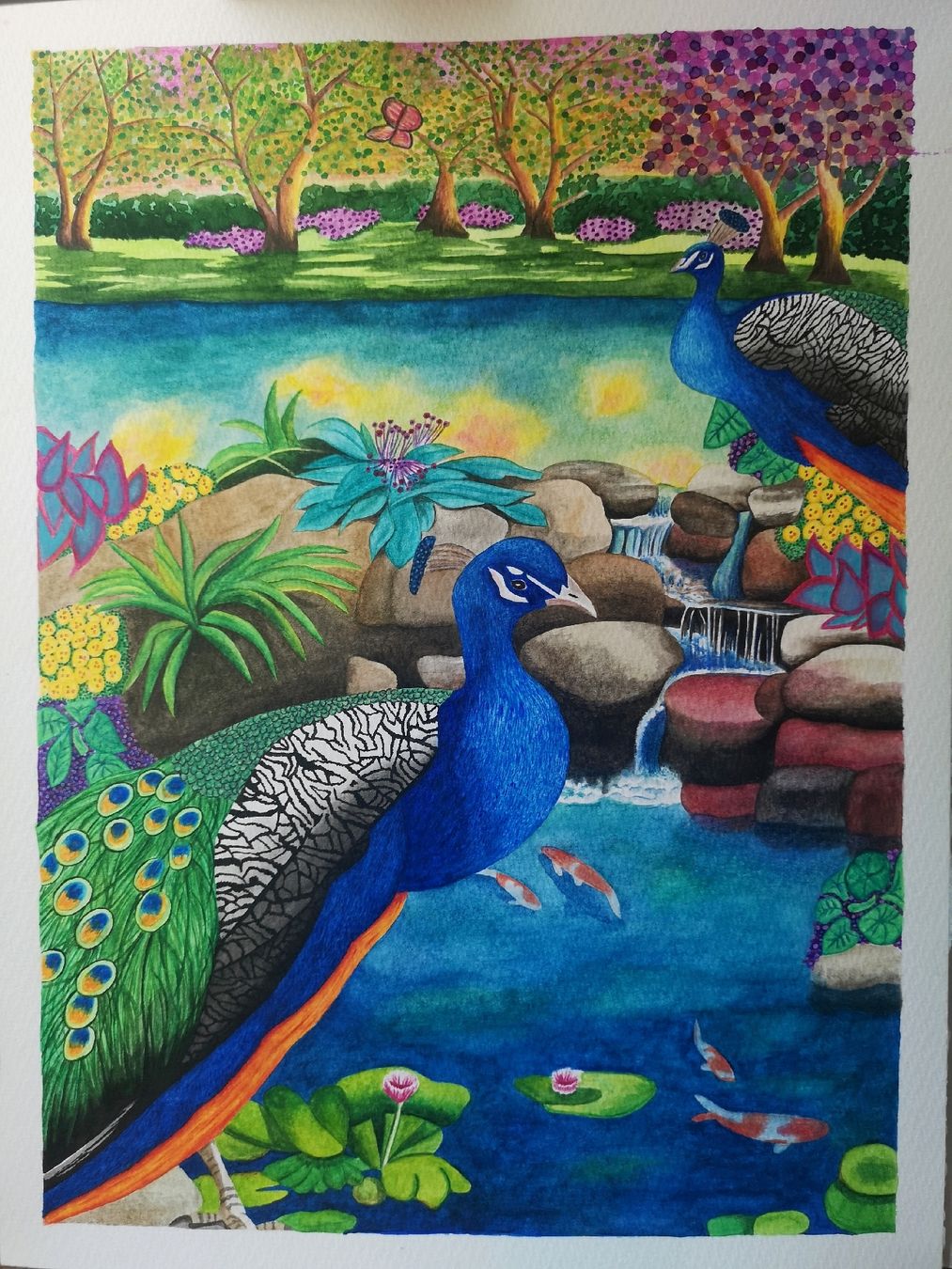 Dipinti: Original Aquarell Bild "paradiesisch bunt" Pfau – Nuovo e nell'imballaggio originale da Wittenbach venduto da Mary.M.Boesch