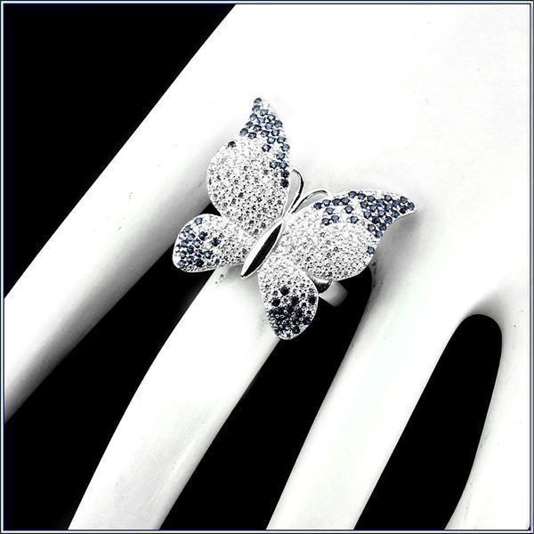 Anelli: ♛ Schmetterling Zirconia 925 Silberring – Nuovo e nell'imballaggio originale da Oberglatt ZH venduto da Hot-Spot