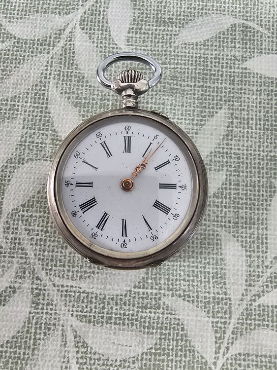 Montre De Poche Admira En Argent 800 Avec Porte-photo - Occasion - Chaîne Incluse Mouvement Quartz