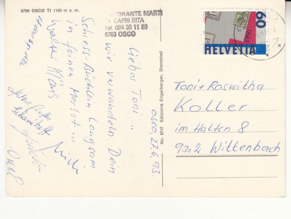 Ansichtskarten: Osco 1993 – Gebraucht aus Bürglen TG von StampGraf 1