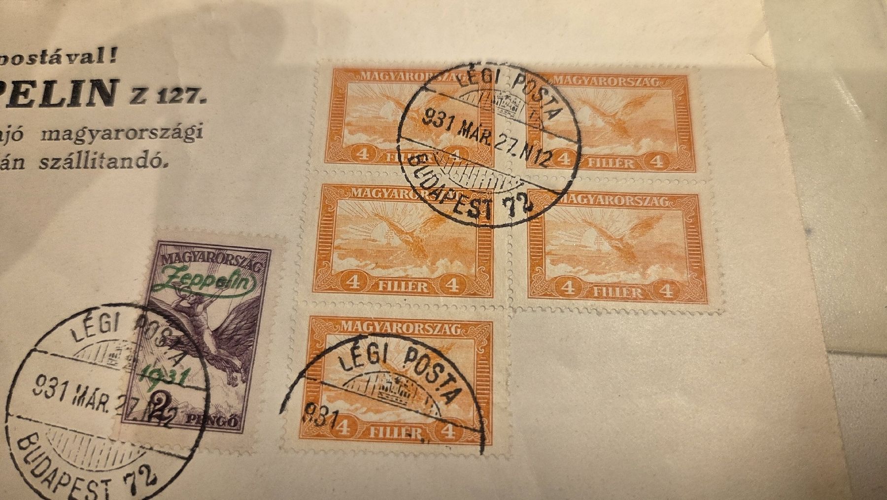 Tous les timbres: 1931 Z127 Zeppelin Ungarn Flug – D'occasion à Arni AG par Moth68 1