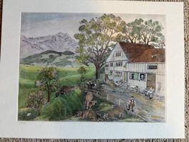 Lilly Langenegger Radierung Lithografie signiert 1/100