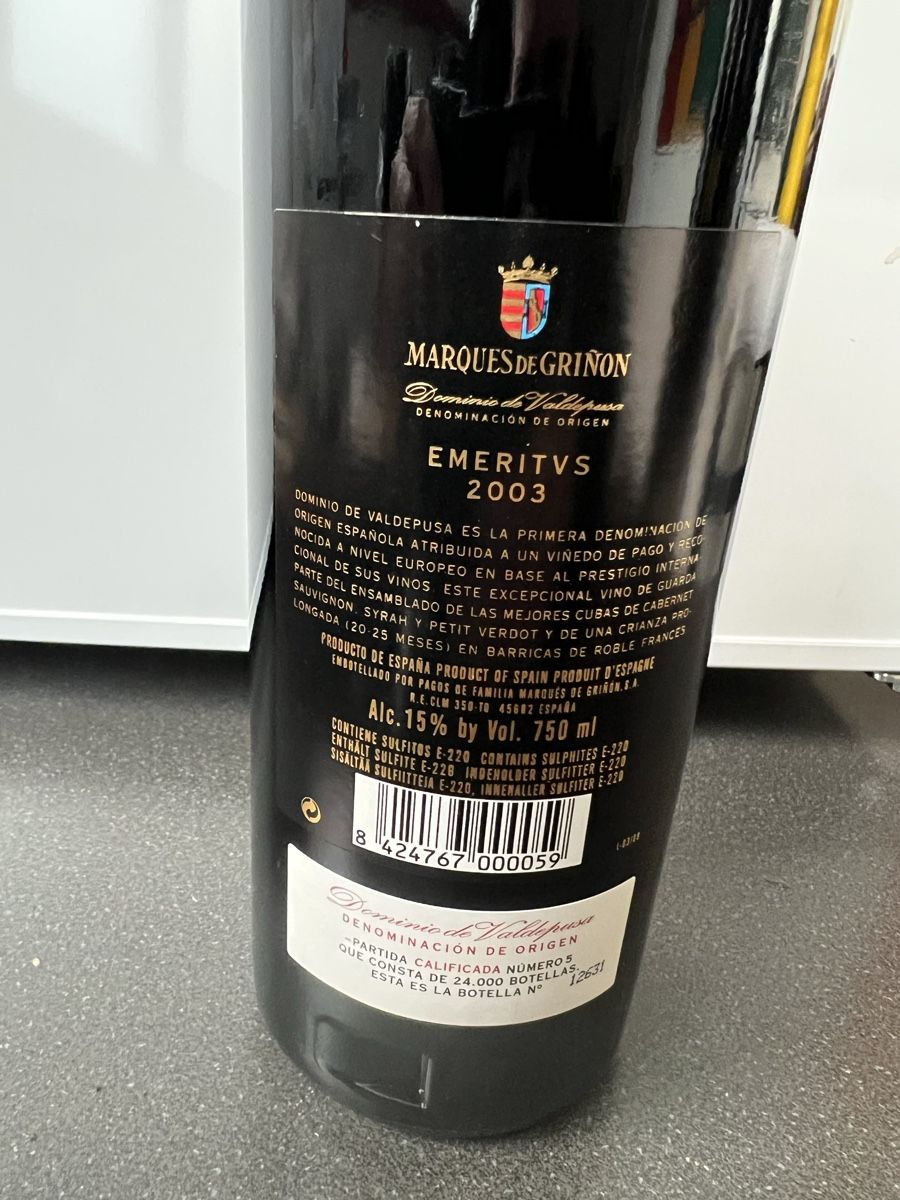 Wein: 6 Flaschen Marques de Grinon EMERITVS 2003 – Neu (gemäss Beschreibung) aus Fehraltorf von flo0606 2