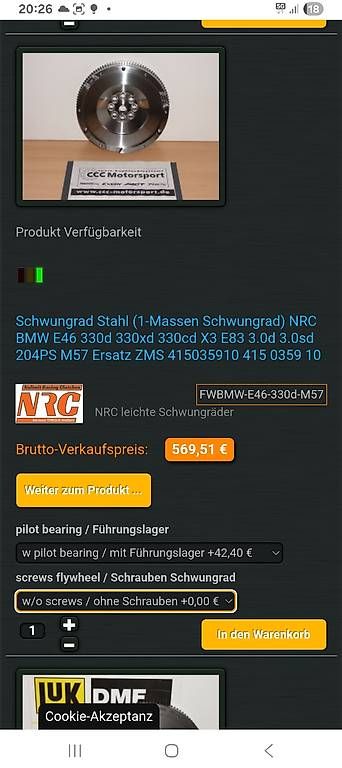 Toutes les pièces auto: BMW 330d Einmassen-Schwungrad, M57 – D'occasion à Mettendorf TG par GarageSchenkel 1