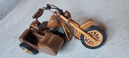 Holz Motorrad mit Seitenwagen, Deko, Top Zustand!
