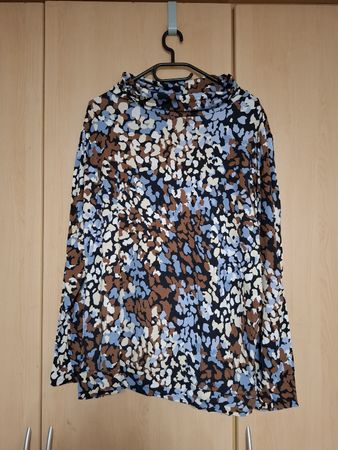 Langarmshirt Gr. 48, Frank Walder, Rollkragen, blau-braun