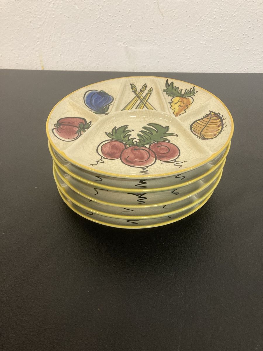 Teller: Gemüse-Keramik-Teller, 5 Stk., Servierteller, Vintage! – Gebraucht aus Winterthur von silen 1