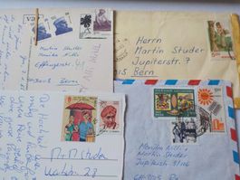 Asien, Indien, Couvert und Karten mit Marken  je  2 Stück