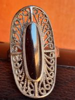 Bague ancienne filigrane pierre noire