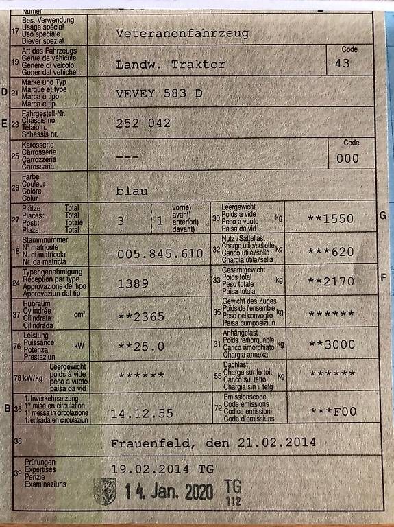 Trattori: Vevey Traktor 583 D zu verkaufen  – Usato da Balterswil venduto da Berkel21 1