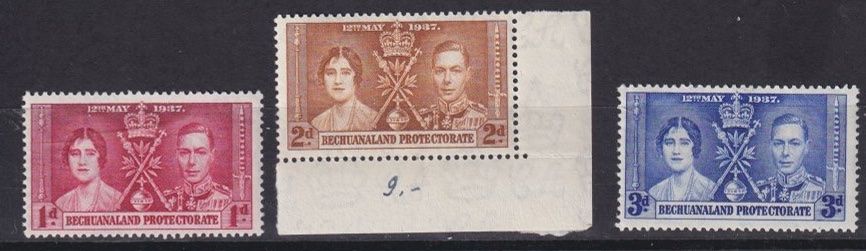 Tutti i francobolli: Betschuanaland, Mi 98-100**,  KW 2.00 – Usato da Langenthal venduto da 1195