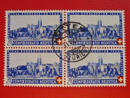 1944, Pro Patria: B25 Viererblock von HÜTTEN ZH, Kat: 100.-