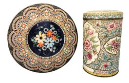boîte 2x vintage Hollande métal repoussé Blechdosen