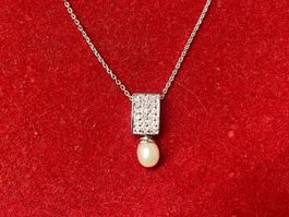 Kette mit Perlen-Anhänger 51cm / 4g / 925AG ///H228