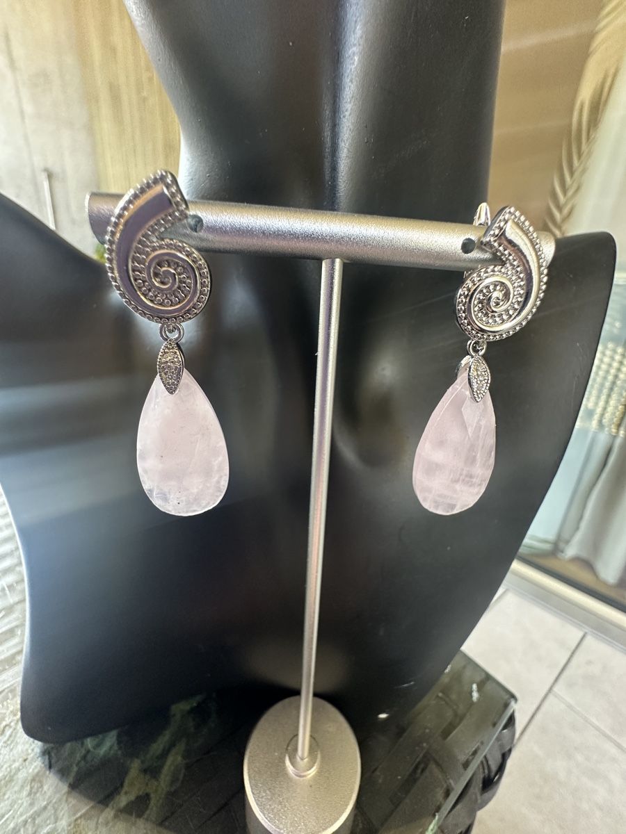 Orecchini pendenti & Orecchini a lobo: Ohrringe, Rose Quartz Tropfen – Nuovo e nell'imballaggio originale da Kriens venduto da Hortensie6 1