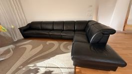 Himola schwarze Leder Sofa mit Bettfunktion