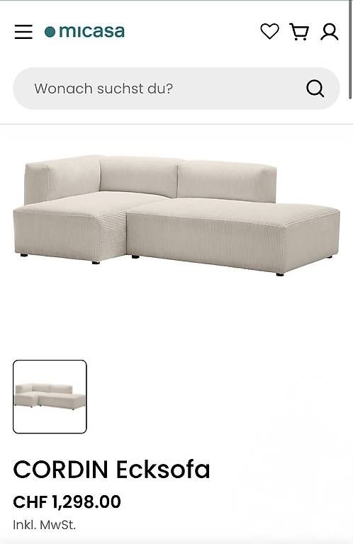 Micasa Sofas: Micasa CORDIN Ecksofa creme – Gebraucht aus Hindelbank von LeoSal 1