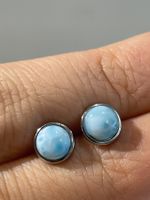 S925 Stift, Larimar-Ohrringe, Edelstein-Ohrringe